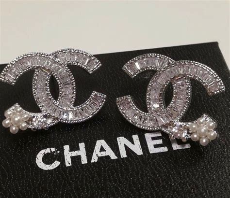 diamond chanel logo earrings|small chanel diamond earrings.